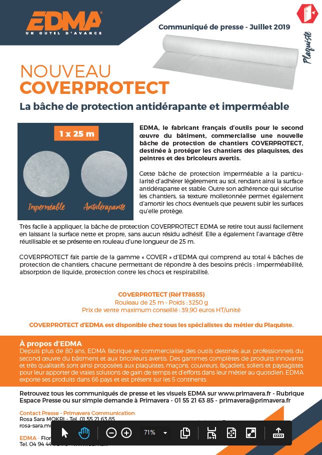 COVERPROTECT, LA BACHE DE PROTECTION ANTIDERAPANTE ET IMPERMEABLE