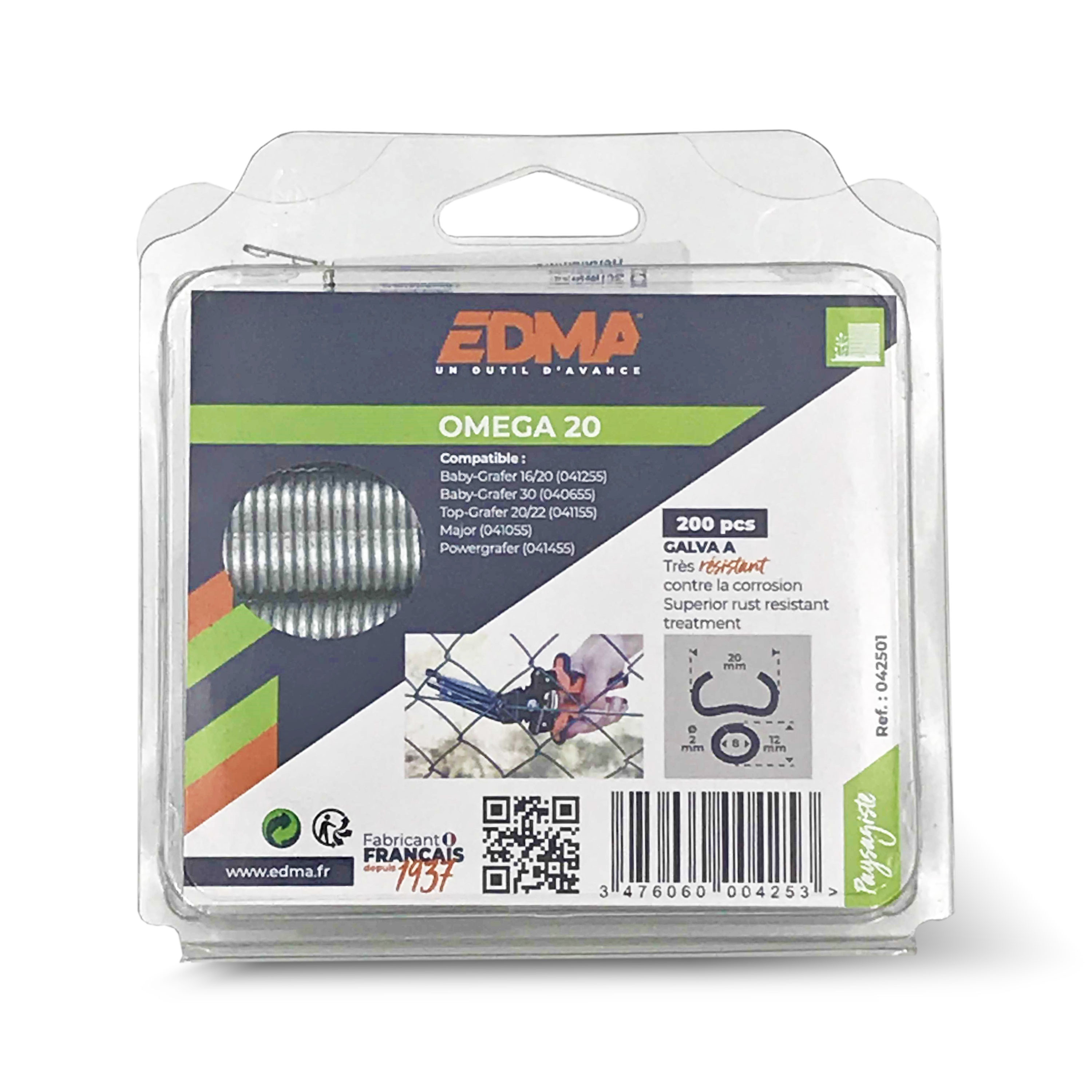 Agrafe à grillage OMEGA 20 verte boîte de 1000 - EDMA - 043001