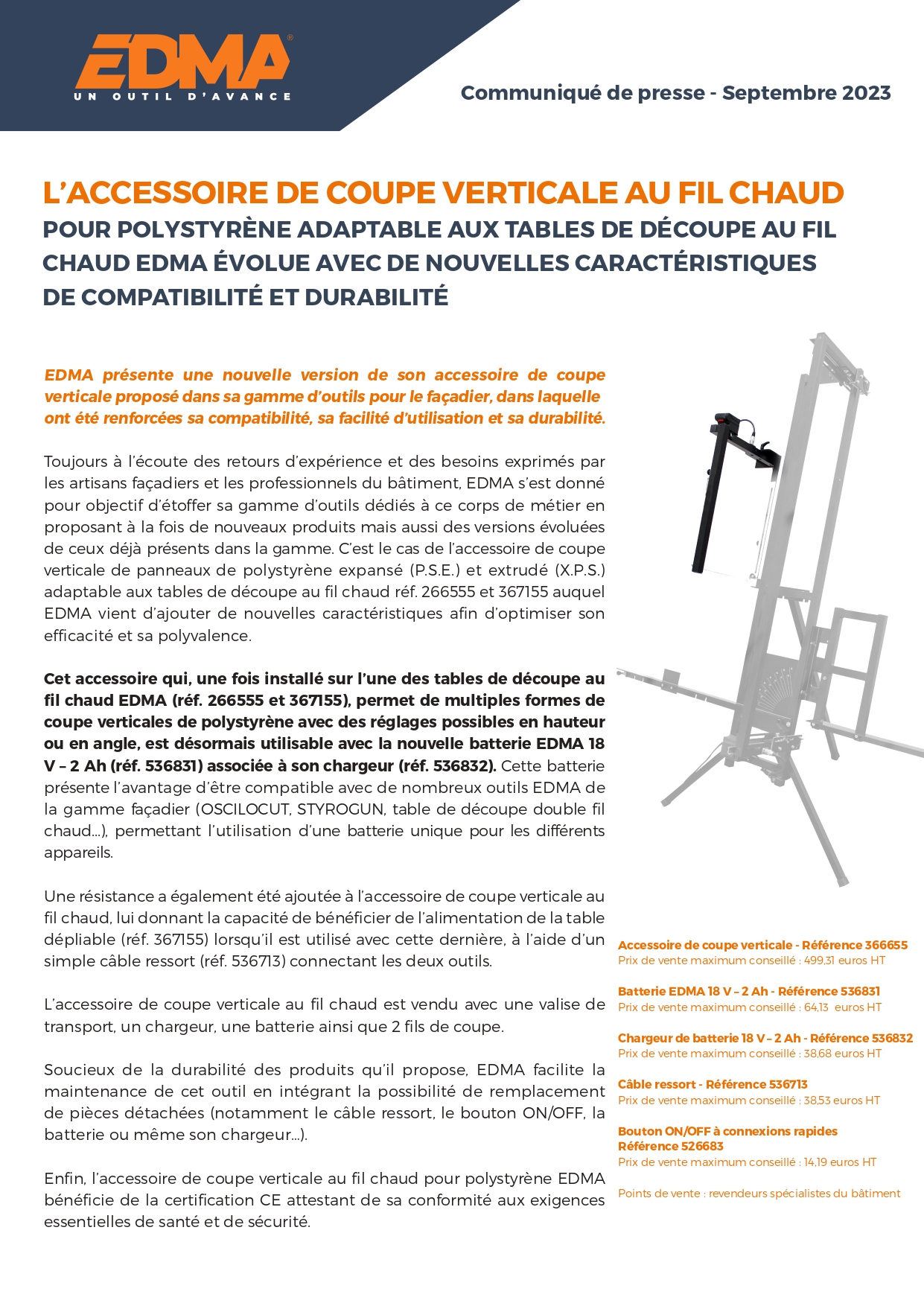 Gamme d'outils pro plaquistes EDMA - Zone Outillage